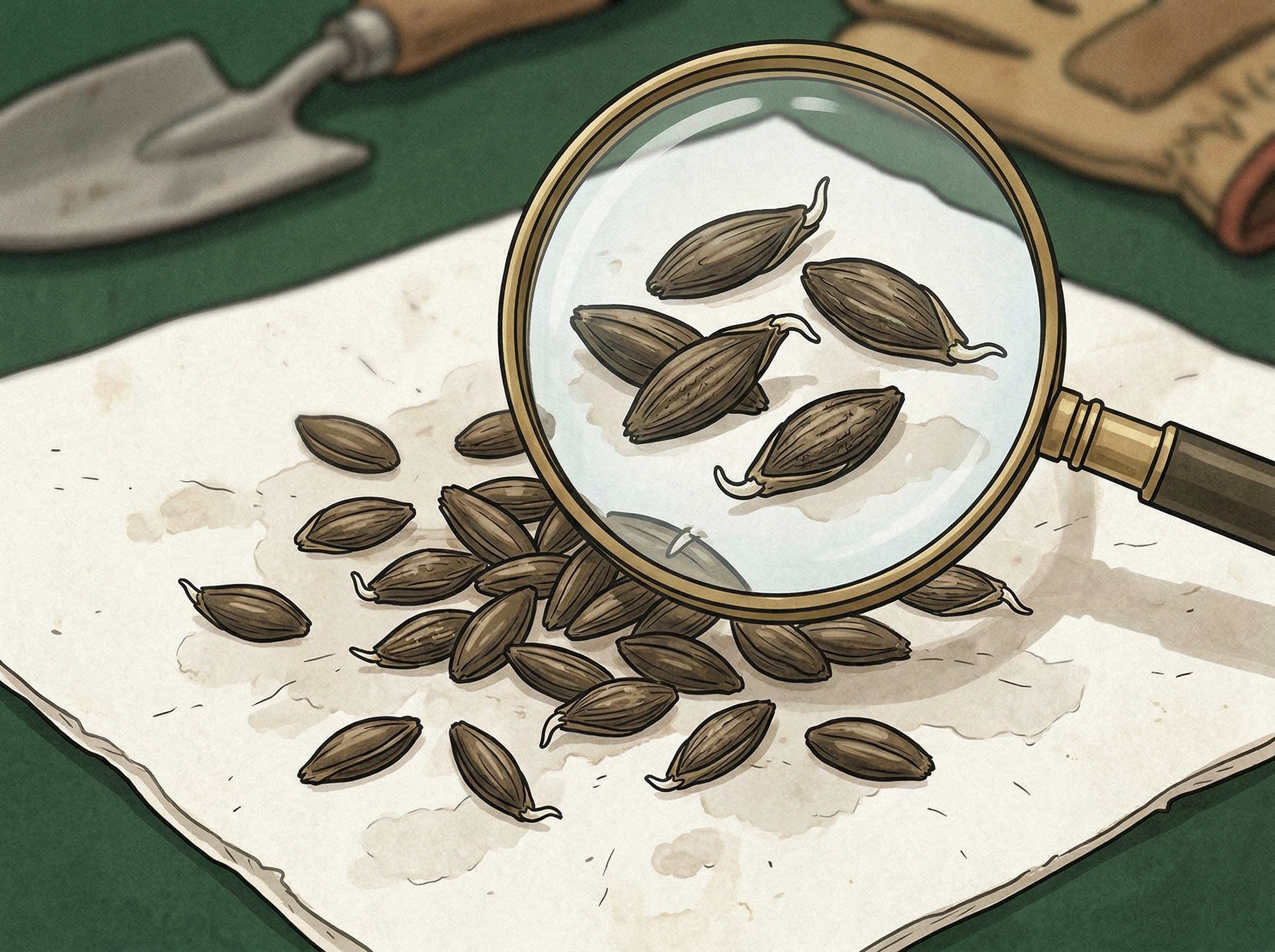 Grass seed radicles emerging after pre-germination soaking